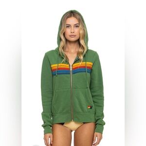 Aviator Nation 5 stripe hoodie in palm green. size small. Brand new